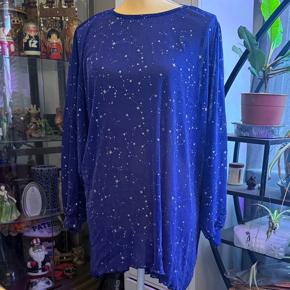 Elegant Starry Blue Women's Tunic